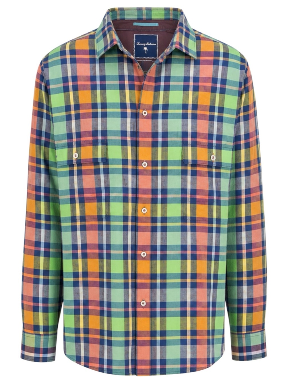 Tommy Bahama Men’s Plaid Long Sleeve Button Down Shirt Multicolor 2 Pocket
